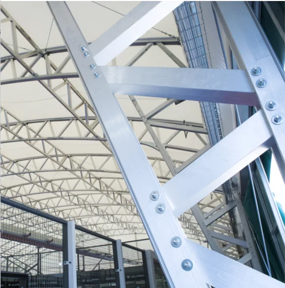 Banco aluminium architectural profile sections in a structural truss application