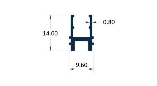 Section drawing of profile ART 1029798, 0.108 kg/m