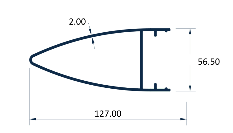 Section drawing of profile ART 2029159, 1.763 kg/m