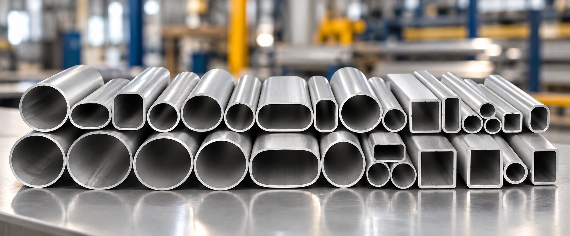 Cold drawn hollow aluminium profiles — round, oval and rectangular tubes