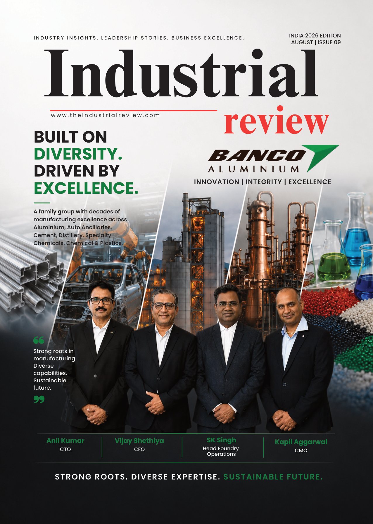 The Industrial Review, August 2026 issue, with Banco Aluminium on the cover