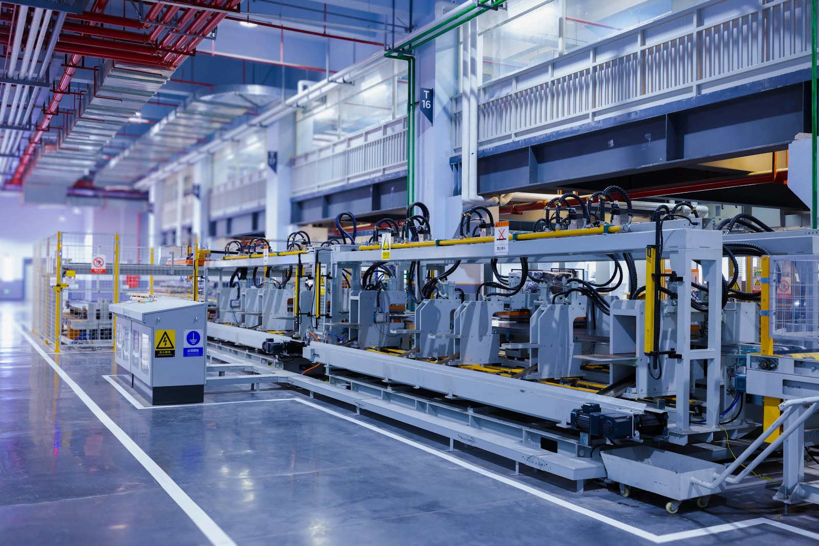 Large industrial manufacturing machinery, aluminium structural profiles in equipment