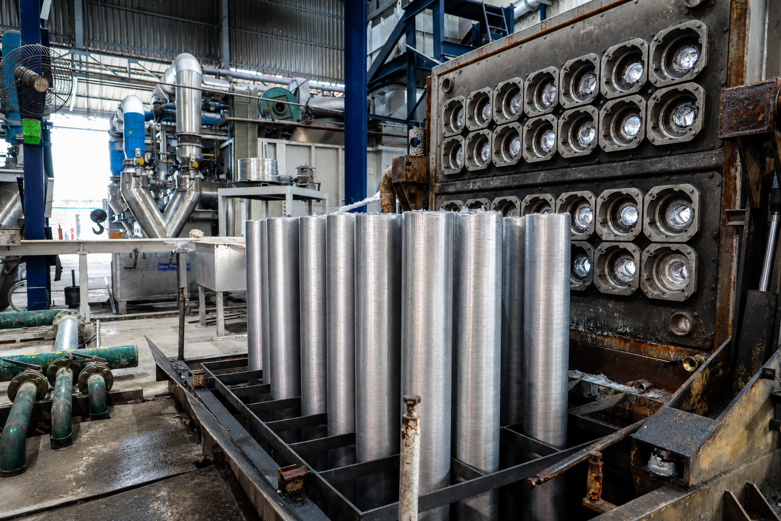 Casting pit: cylinder-guided Hot-Top casting