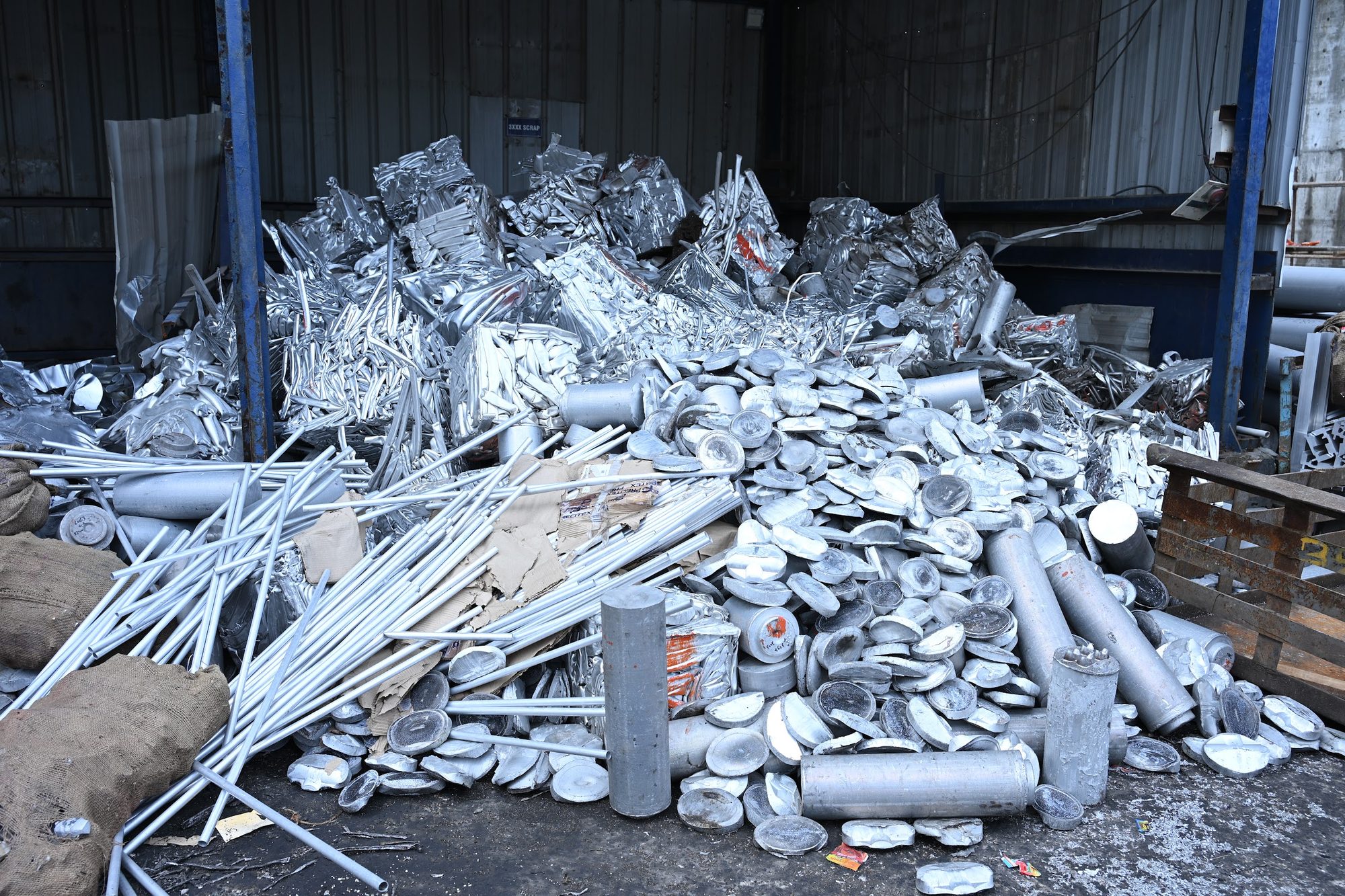 Sorted aluminium scrap ready for remelting at the Banco foundry